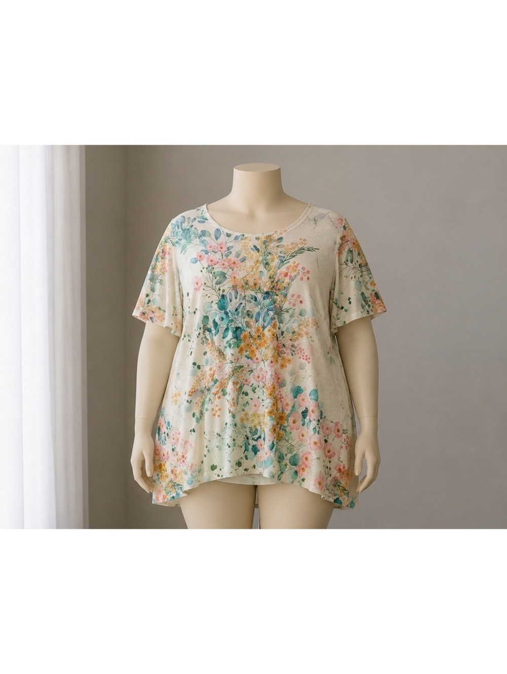 NWT Concepts Women’s Plus XXXL 22 Floral Rhinestone Tunic Top Short Sleeve